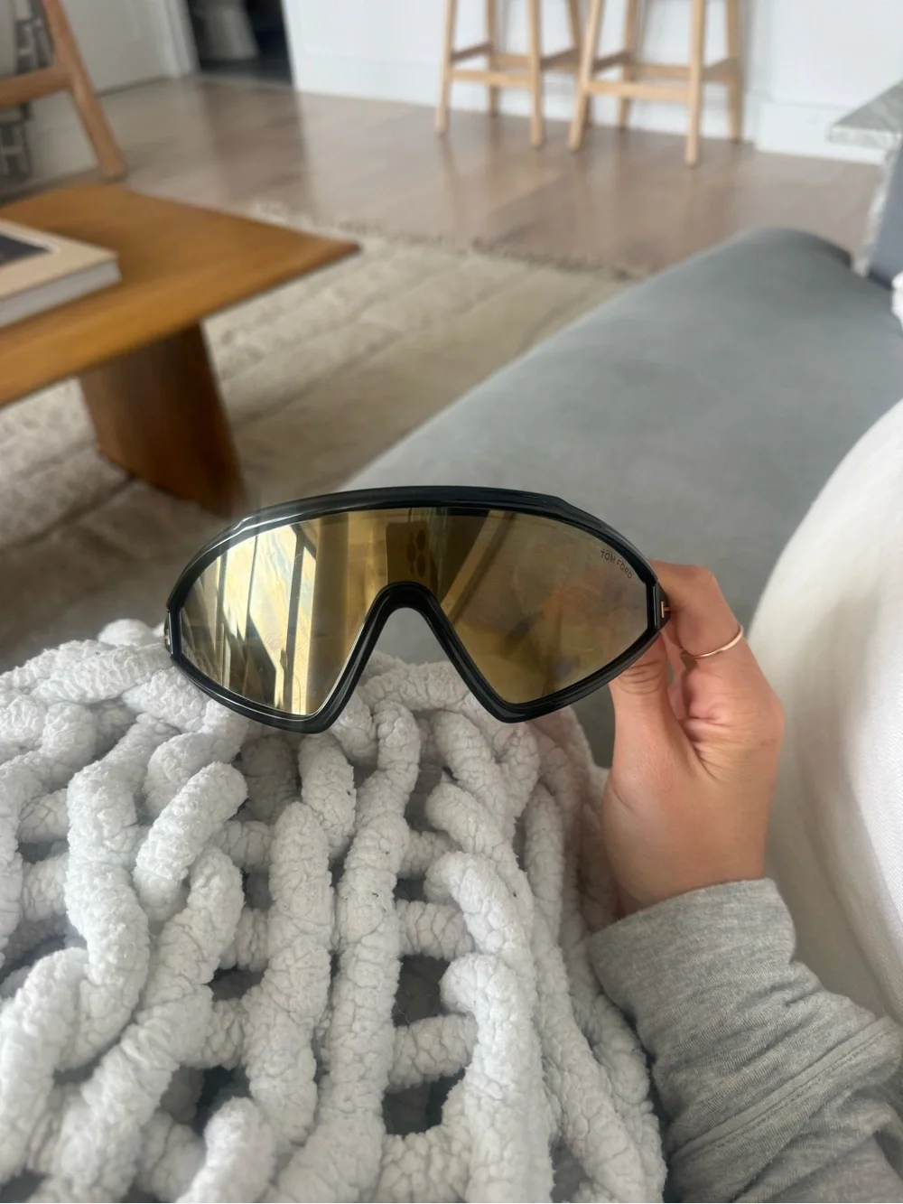 Tom Ford Black lorna glasses with Gold-Tinted Lens